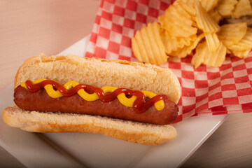 hot dog with mustard