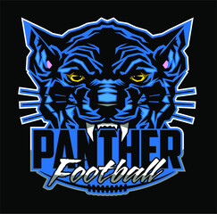 panther football team design with mascot and laces for school, college or league