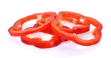 Sliced red pepper isolated on white background