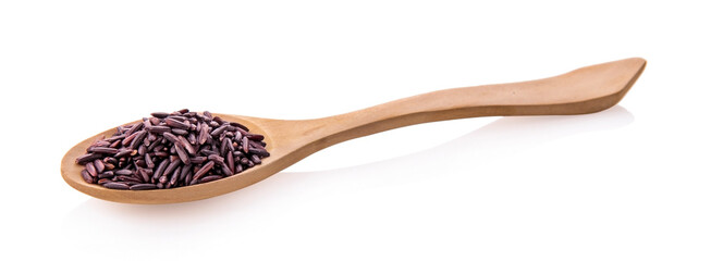 rice berry organic rice on white background, black rice Thailand