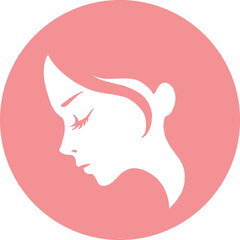 Girly feminine logo of a beautiful girl's face with side profile.