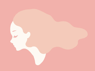 Beautiful girl's head with long hair vector illustration