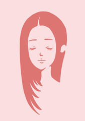 Young elegant woman with straight long hairstyle