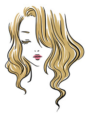 Vector illustration of a beautiful woman with long hair.