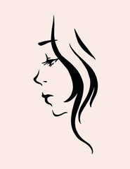 Feminine logo style artwork of a girl's side profile