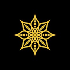 Ornament with a golden on a dark gray background. Decorative vector element.