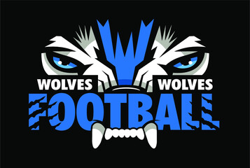 wolves football team design with mascot eye black for school, college or league