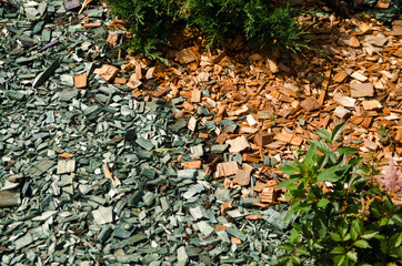 abstract background from pieces of wood of green color with embossed shadows