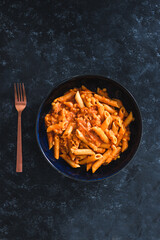 plant-based food,  vegan red pesto penne pasta