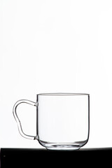 empty glass cup with clean and bright background