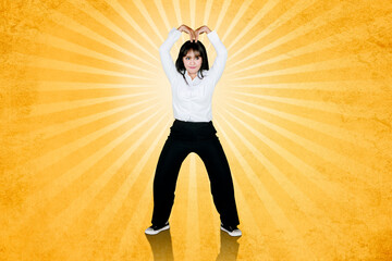 Businesswoman dancing with funny movement