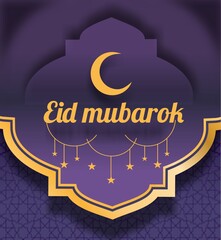 Eid al fitr background with hand drawn mosque of muslim people and islamic ramadan ornament