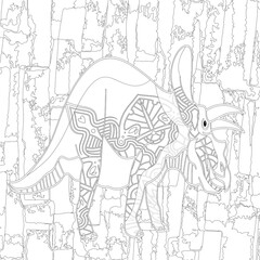 Spinosaurus Dinosaur. Dino Coloring Pages. Animal coloring book pages for Adults.