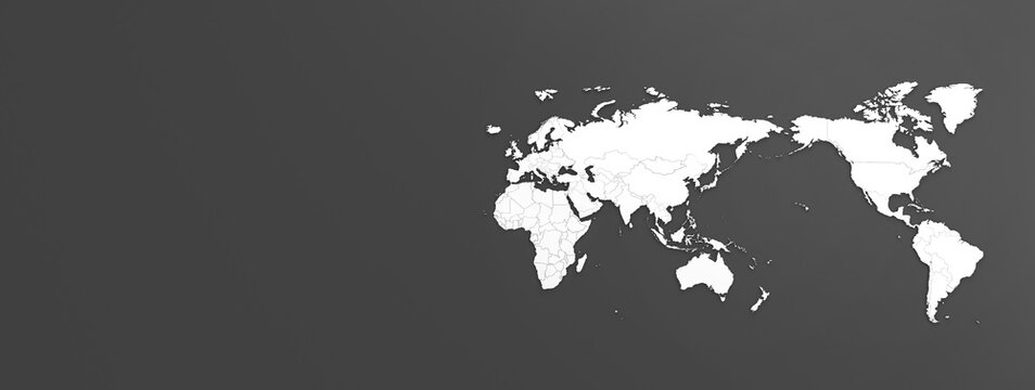 Fototapeta gray color world map background by 3d render.