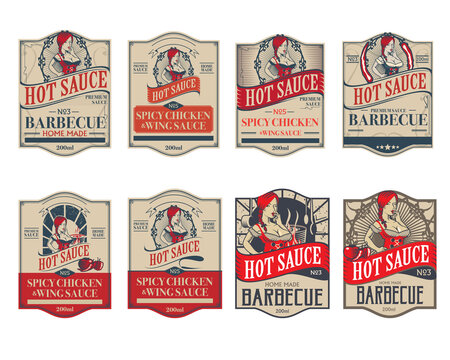 Hot Sauce label set vector
for food industry