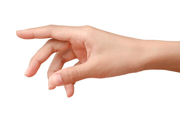 Hand reach and ready to help or receive. Gesture isolated on white background with clipping path.