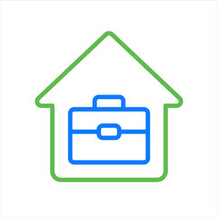 Remote job, home office, work from home. Vector line icon.