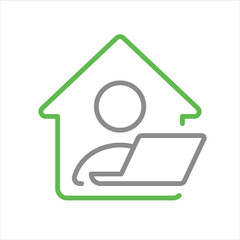 Remote job, home office, work from home. Vector line icon.