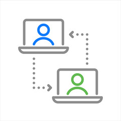 Online call. Remote job, home office, work from home. Vector line icon.