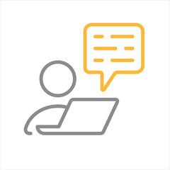 Messaging. Remote job, home office, work from home. Vector line icon.
