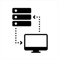 Server, online, connect. Remote job, home office, work from home. Vector line icon.