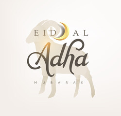 Eid Al Adha Mubarak the celebration of Muslim community festival calligraphy background design.