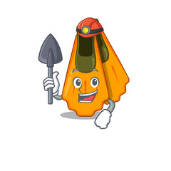 Swim fins cartoon image design as a miner with tool and helmet