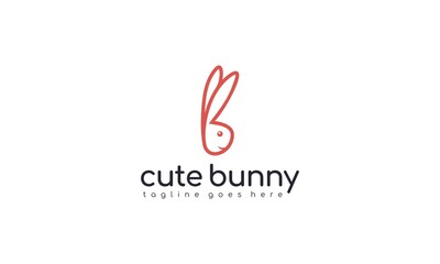 Creative and modern cute bunny for animal or cartoon logo design vector editable on white background