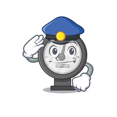 A handsome Police officer cartoon picture of pressure gauge with a blue hat