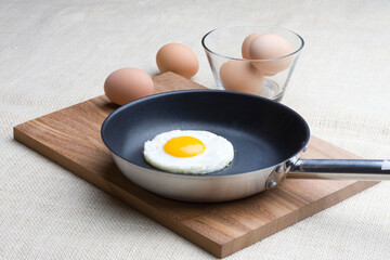 fried egg in a frying pan