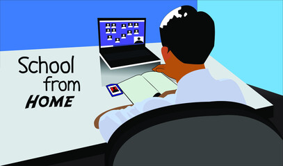 illustration about studying and schooling at home to avoid the corona virus