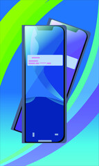 mobile phone with blue screen and green screen