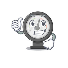 Pressure gauge cartoon picture design showing OK finger pose