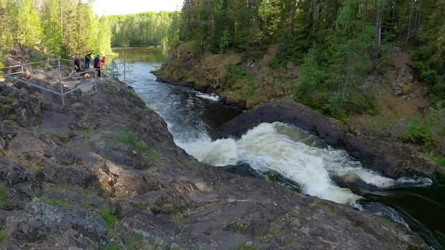 Over the Kivach waterfall on a June evening. Karelia, Russia