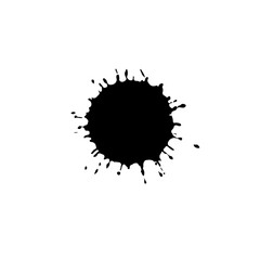 Black drop isolated on white background. Grunge splash texture. Vector illustration.