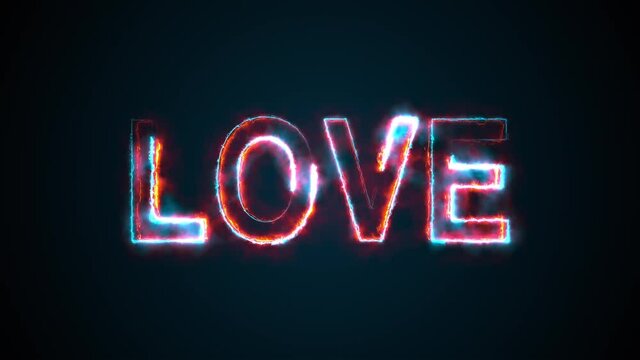 The word Love, computer generated. Burning inscription. Capital letters. 3d rendering welcome backdrop