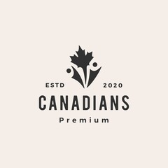 canadian people hipster vintage logo vector icon illustration