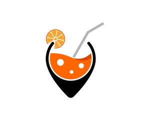 Pin location with orange juice inside