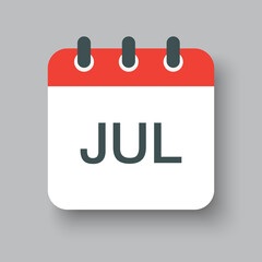 Vector icon day calendar, winter month July