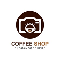 Coffee and Photography Logo design. Business Logo Template Design, Emblem, Design concept, Creative Symbol, Icon. Can used for modern restaurant, shop, cafe logo