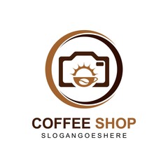 Coffee and Photography Logo design. Business Logo Template Design, Emblem, Design concept, Creative Symbol, Icon. Can used for modern restaurant, shop, cafe logo