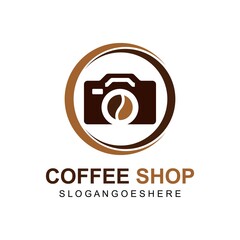 Coffee and Photography Logo design. Business Logo Template Design, Emblem, Design concept, Creative Symbol, Icon. Can used for modern restaurant, shop, cafe logo