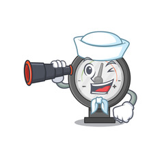 A cartoon image design of pressure gauge Sailor with binocular