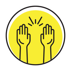 Rounded the raise hands flat vector icon for apps and websites