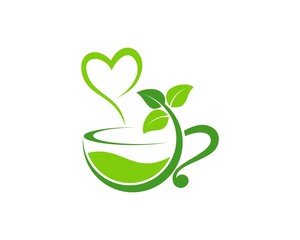 Love healthy tea with green teacup