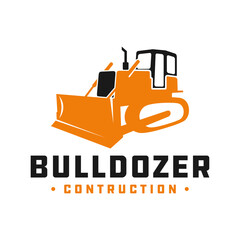 Bulldozer construction tool logo © idealis