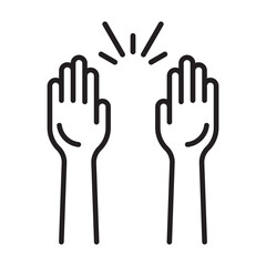 Raising hands audience celebrate line art icon for apps and websites