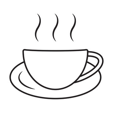 A cup of hot coffee cafe or caffeine drink line art icons for apps and websites