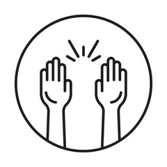 Rounded the raise hands line art icon for apps and websites