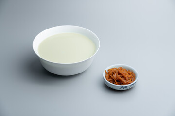 Traditional Chinese food: old Beijing bean juice. Old Beijing special delicacy bean juice. Old Beijing special delicacy douzhi